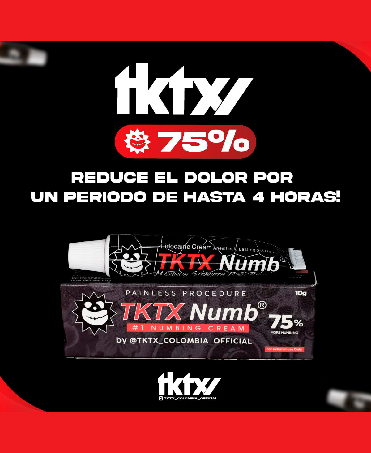 TKTX 75% Original 10g - crema tópica TKTX Colombia